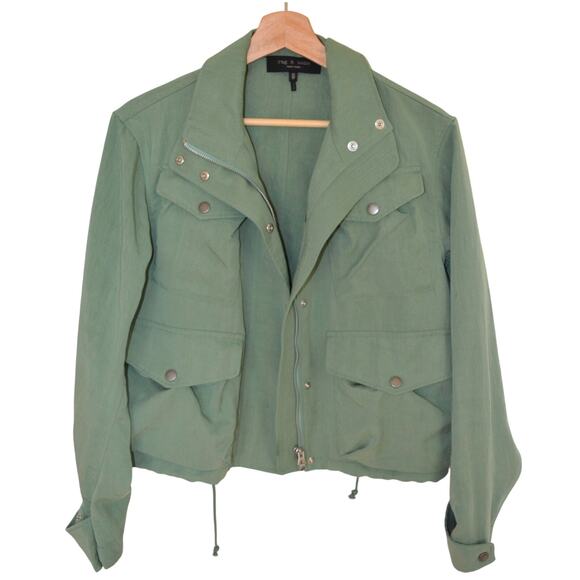Rag & Bone Trail Crop Jacket Sage Green Tencel Size XS - Picture 5 of 9